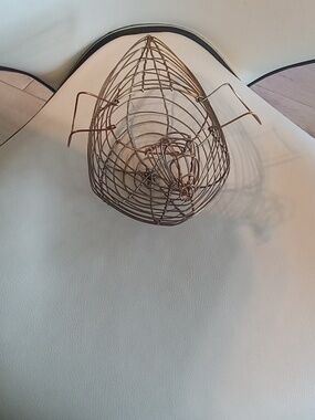Vintage Copper-Toned Wire Chicken Basket